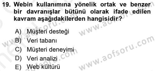 Web Tasarımı Satış ve Pazarlama Dersi 2017 - 2018 Yılı (Vize) Ara Sınav Soruları 19. Soru