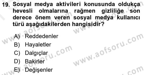 Web Tasarımı Satış ve Pazarlama Dersi 2017 - 2018 Yılı (Final) Dönem Sonu Sınav Soruları 19. Soru