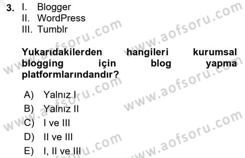 Web Tasarımı Satış ve Pazarlama Dersi 2017 - 2018 Yılı (Final) Dönem Sonu Sınav Soruları 3. Soru