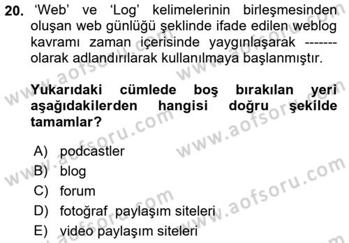 Web Tasarımı Satış ve Pazarlama Dersi 2018 - 2019 Yılı 3 Ders Sınav Soruları 20. Soru