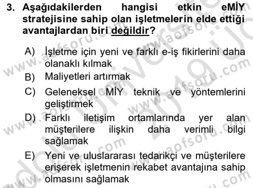 Web Tasarımı Satış ve Pazarlama Dersi 2018 - 2019 Yılı 3 Ders Sınav Soruları 3. Soru