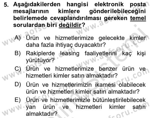 Web Tasarımı Satış ve Pazarlama Dersi 2018 - 2019 Yılı 3 Ders Sınav Soruları 5. Soru