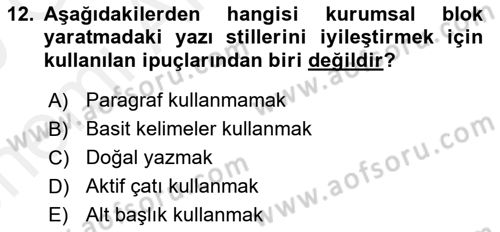 Web Tasarımı Satış ve Pazarlama Dersi 2018 - 2019 Yılı (Vize) Ara Sınav Soruları 12. Soru