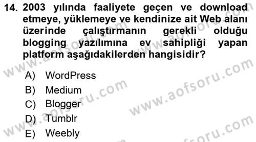Web Tasarımı Satış ve Pazarlama Dersi 2018 - 2019 Yılı (Vize) Ara Sınav Soruları 14. Soru