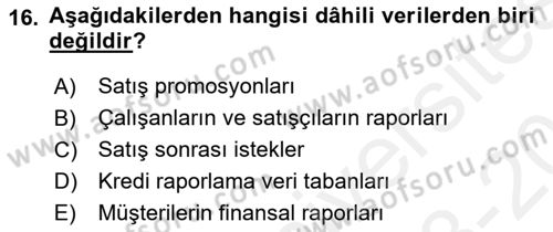 Web Tasarımı Satış ve Pazarlama Dersi 2018 - 2019 Yılı (Vize) Ara Sınav Soruları 16. Soru