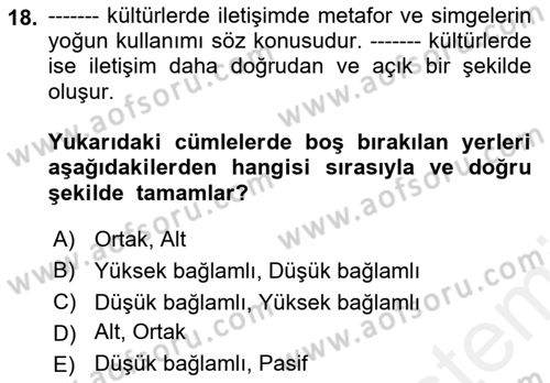 Web Tasarımı Satış ve Pazarlama Dersi 2018 - 2019 Yılı (Vize) Ara Sınav Soruları 18. Soru