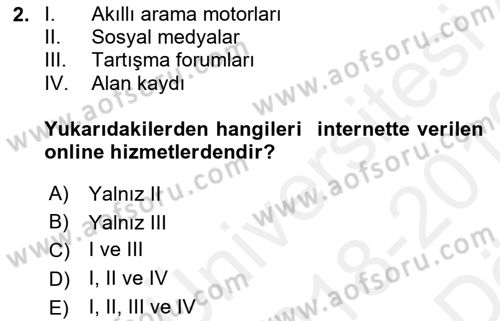 Web Tasarımı Satış ve Pazarlama Dersi 2018 - 2019 Yılı (Vize) Ara Sınav Soruları 2. Soru