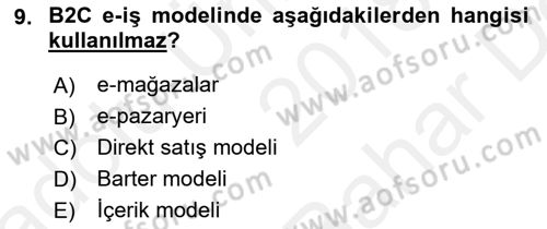 Web Tasarımı Satış ve Pazarlama Dersi 2018 - 2019 Yılı (Vize) Ara Sınav Soruları 9. Soru