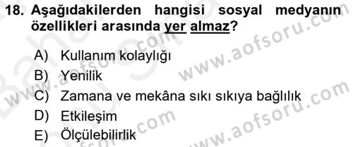 Web Tasarımı Satış ve Pazarlama Dersi 2018 - 2019 Yılı (Final) Dönem Sonu Sınav Soruları 18. Soru