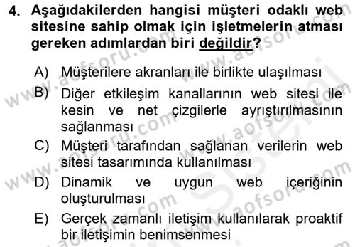 Web Tasarımı Satış ve Pazarlama Dersi 2018 - 2019 Yılı (Final) Dönem Sonu Sınav Soruları 4. Soru