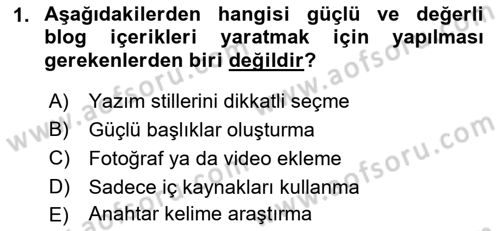 Web Tasarımı Satış ve Pazarlama Dersi 2018 - 2019 Yılı Yaz Okulu Sınav Soruları 1. Soru