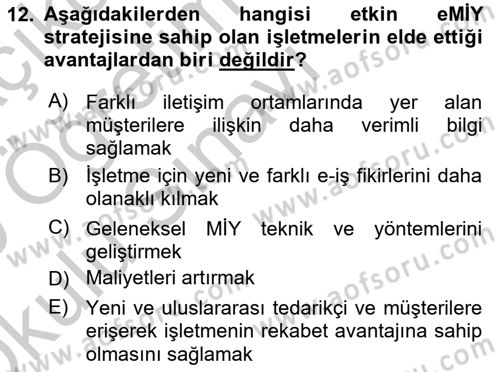 Web Tasarımı Satış ve Pazarlama Dersi 2018 - 2019 Yılı Yaz Okulu Sınav Soruları 12. Soru