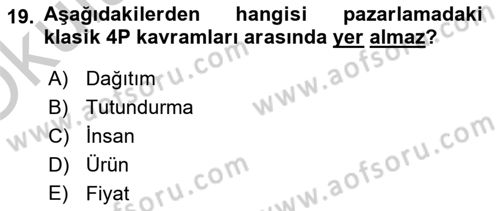Web Tasarımı Satış ve Pazarlama Dersi 2018 - 2019 Yılı Yaz Okulu Sınav Soruları 19. Soru