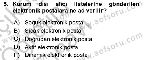 Web Tasarımı Satış ve Pazarlama Dersi 2018 - 2019 Yılı Yaz Okulu Sınav Soruları 5. Soru