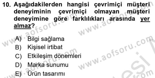 Web Tasarımı Satış ve Pazarlama Dersi 2020 - 2021 Yılı Yaz Okulu Sınav Soruları 10. Soru