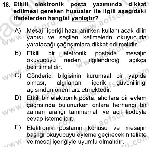 Web Tasarımı Satış ve Pazarlama Dersi 2020 - 2021 Yılı Yaz Okulu Sınav Soruları 18. Soru