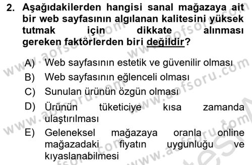 Web Tasarımı Satış ve Pazarlama Dersi 2020 - 2021 Yılı Yaz Okulu Sınav Soruları 2. Soru