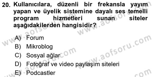 Web Tasarımı Satış ve Pazarlama Dersi 2020 - 2021 Yılı Yaz Okulu Sınav Soruları 20. Soru