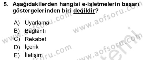 Web Tasarımı Satış ve Pazarlama Dersi 2020 - 2021 Yılı Yaz Okulu Sınav Soruları 5. Soru