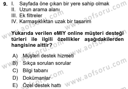 Web Tasarımı Satış ve Pazarlama Dersi 2020 - 2021 Yılı Yaz Okulu Sınav Soruları 9. Soru