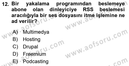 Web Tasarımı Satış ve Pazarlama Dersi 2021 - 2022 Yılı (Vize) Ara Sınav Soruları 12. Soru