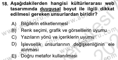 Web Tasarımı Satış ve Pazarlama Dersi 2021 - 2022 Yılı (Vize) Ara Sınav Soruları 18. Soru