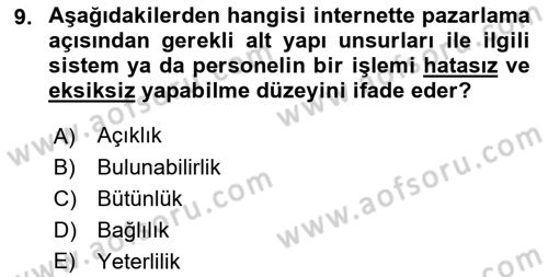 Web Tasarımı Satış ve Pazarlama Dersi 2021 - 2022 Yılı (Vize) Ara Sınav Soruları 9. Soru