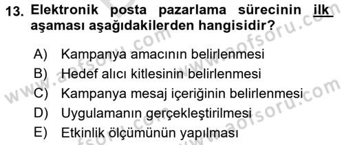 Web Tasarımı Satış ve Pazarlama Dersi 2021 - 2022 Yılı (Final) Dönem Sonu Sınav Soruları 13. Soru