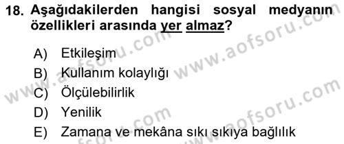 Web Tasarımı Satış ve Pazarlama Dersi 2021 - 2022 Yılı (Final) Dönem Sonu Sınav Soruları 18. Soru