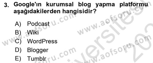 Web Tasarımı Satış ve Pazarlama Dersi 2021 - 2022 Yılı (Final) Dönem Sonu Sınav Soruları 3. Soru