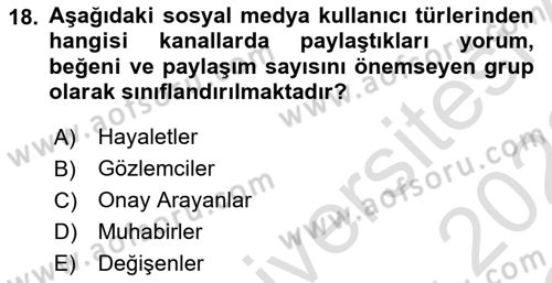 Web Tasarımı Satış ve Pazarlama Dersi 2021 - 2022 Yılı Yaz Okulu Sınav Soruları 18. Soru