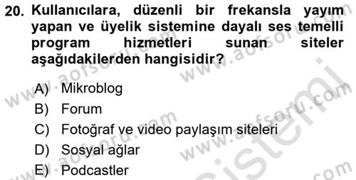 Web Tasarımı Satış ve Pazarlama Dersi 2021 - 2022 Yılı Yaz Okulu Sınav Soruları 20. Soru