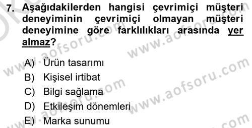 Web Tasarımı Satış ve Pazarlama Dersi 2021 - 2022 Yılı Yaz Okulu Sınav Soruları 7. Soru