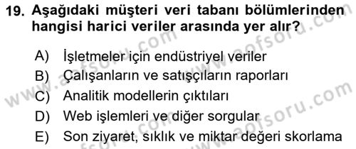 Web Tasarımı Satış ve Pazarlama Dersi 2023 - 2024 Yılı (Vize) Ara Sınav Soruları 19. Soru