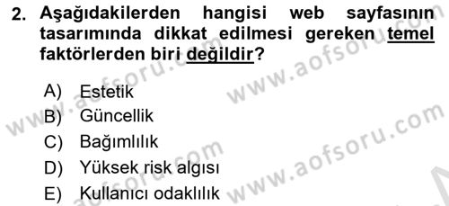 Web Tasarımı Satış ve Pazarlama Dersi 2023 - 2024 Yılı (Vize) Ara Sınav Soruları 2. Soru