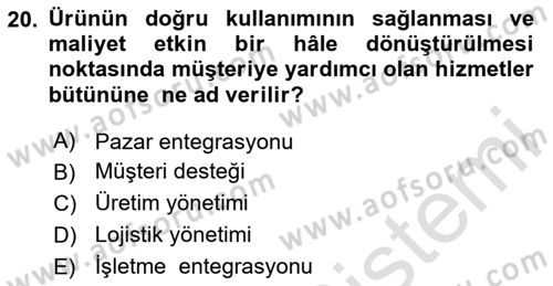 Web Tasarımı Satış ve Pazarlama Dersi 2023 - 2024 Yılı (Vize) Ara Sınav Soruları 20. Soru