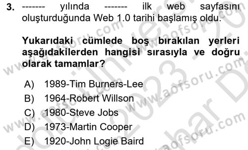 Web Tasarımı Satış ve Pazarlama Dersi 2023 - 2024 Yılı (Vize) Ara Sınav Soruları 3. Soru