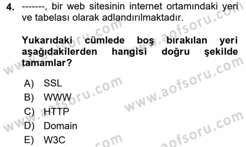 Web Tasarımı Satış ve Pazarlama Dersi 2023 - 2024 Yılı (Vize) Ara Sınav Soruları 4. Soru