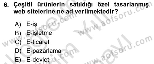 Web Tasarımı Satış ve Pazarlama Dersi 2023 - 2024 Yılı (Vize) Ara Sınav Soruları 6. Soru