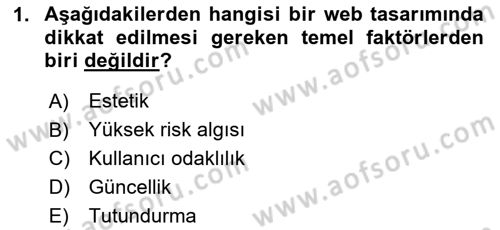 Web Tasarımı Satış ve Pazarlama Dersi 2023 - 2024 Yılı (Final) Dönem Sonu Sınav Soruları 1. Soru