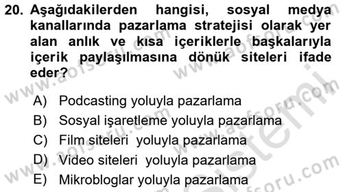 Web Tasarımı Satış ve Pazarlama Dersi 2023 - 2024 Yılı (Final) Dönem Sonu Sınav Soruları 20. Soru