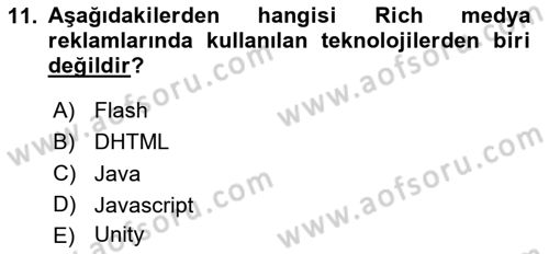 Web Tasarımı Satış ve Pazarlama Dersi 2023 - 2024 Yılı Yaz Okulu Sınav Soruları 11. Soru