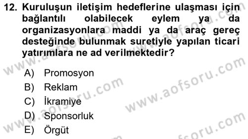 Web Tasarımı Satış ve Pazarlama Dersi 2023 - 2024 Yılı Yaz Okulu Sınav Soruları 12. Soru