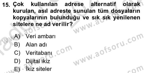 Web Tasarımı Satış ve Pazarlama Dersi 2023 - 2024 Yılı Yaz Okulu Sınav Soruları 15. Soru
