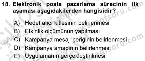 Web Tasarımı Satış ve Pazarlama Dersi 2023 - 2024 Yılı Yaz Okulu Sınav Soruları 18. Soru