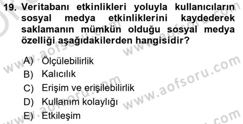 Web Tasarımı Satış ve Pazarlama Dersi 2023 - 2024 Yılı Yaz Okulu Sınav Soruları 19. Soru