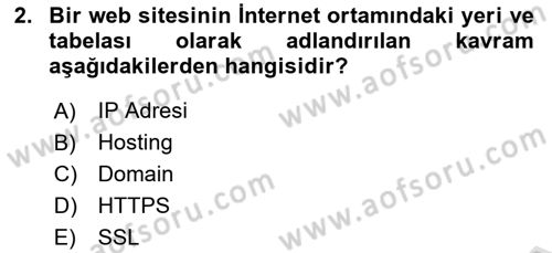 Web Tasarımı Satış ve Pazarlama Dersi 2023 - 2024 Yılı Yaz Okulu Sınav Soruları 2. Soru