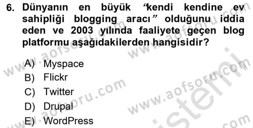 Web Tasarımı Satış ve Pazarlama Dersi 2023 - 2024 Yılı Yaz Okulu Sınav Soruları 6. Soru