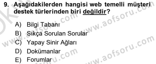 Web Tasarımı Satış ve Pazarlama Dersi 2023 - 2024 Yılı Yaz Okulu Sınav Soruları 9. Soru