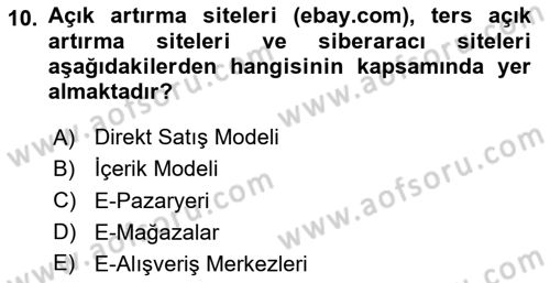 Web Tasarımı Satış ve Pazarlama Dersi 2024 - 2025 Yılı (Vize) Ara Sınav Soruları 10. Soru